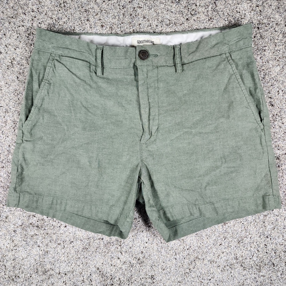 Goodthreads Chino Shorts Mens 32 Green Stretch Cotton 5 Inch Inseam Excellent